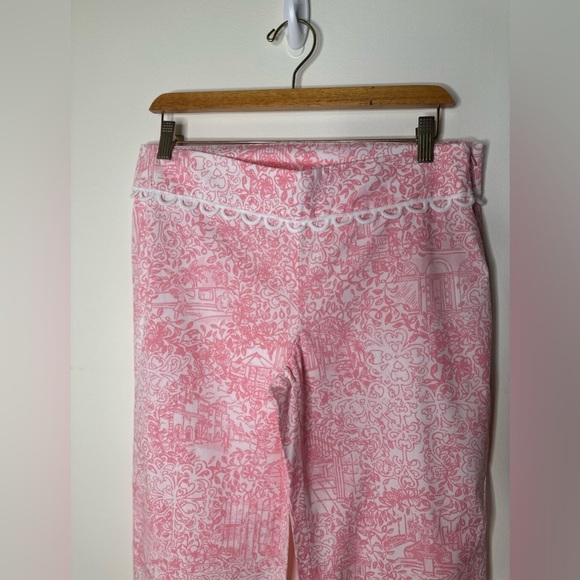 WOMEN'S LILLY PULITZER JUBILEE PINK & WHITE COTTON CAPRIS PANTS size 9 - Picture 4 of 9